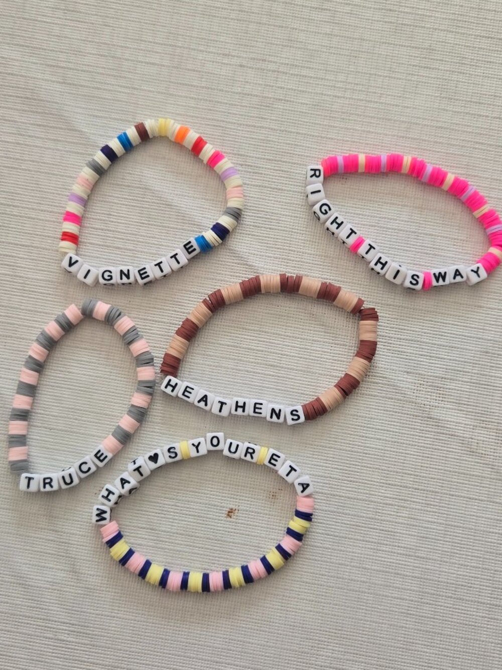 Handmade Twenty One Pilots seed beaded bracelets, set of 5 (#41)